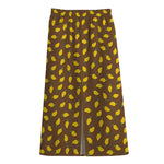 Cute Mango Pattern Print Cotton Front Slit Maxi Skirt