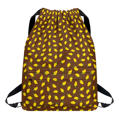 Cute Mango Pattern Print Drawstring Backpack