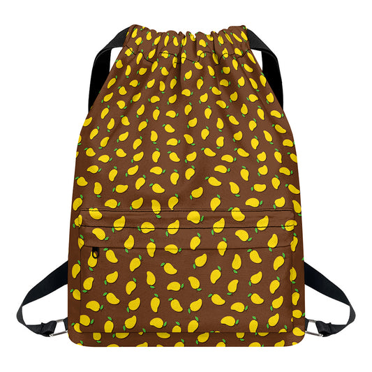 Cute Mango Pattern Print Drawstring Backpack