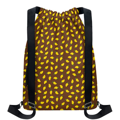 Cute Mango Pattern Print Drawstring Backpack