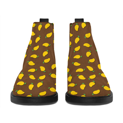 Cute Mango Pattern Print Flat Ankle Boots