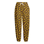 Cute Mango Pattern Print Fleece Lined Knit Pants