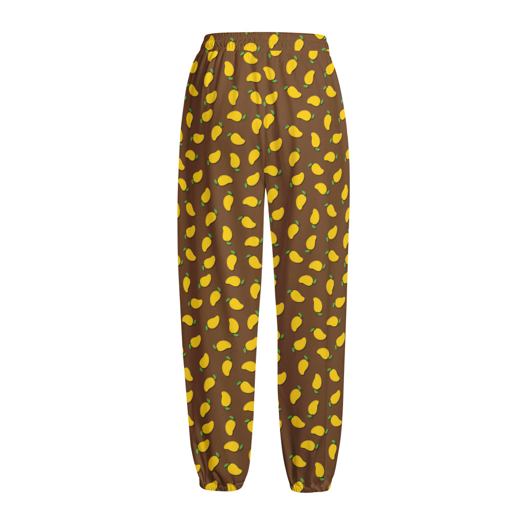 Cute Mango Pattern Print Fleece Lined Knit Pants