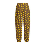 Cute Mango Pattern Print Fleece Lined Knit Pants