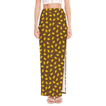 Cute Mango Pattern Print High Slit Maxi Skirt