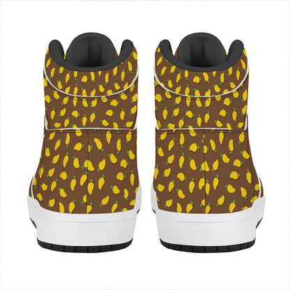Cute Mango Pattern Print High Top Leather Sneakers