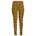 Cute Mango Pattern Print High-Waisted Pocket Leggings