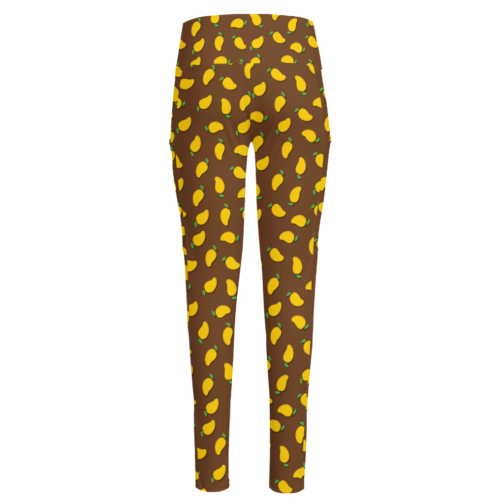 Cute Mango Pattern Print High-Waisted Pocket Leggings