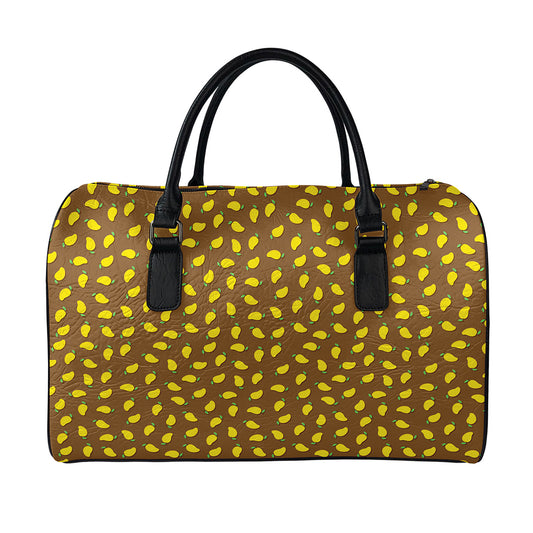 Cute Mango Pattern Print Leather Duffle Bag