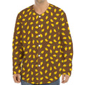 Cute Mango Pattern Print Long Sleeve Baseball Jersey