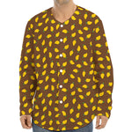 Cute Mango Pattern Print Long Sleeve Baseball Jersey