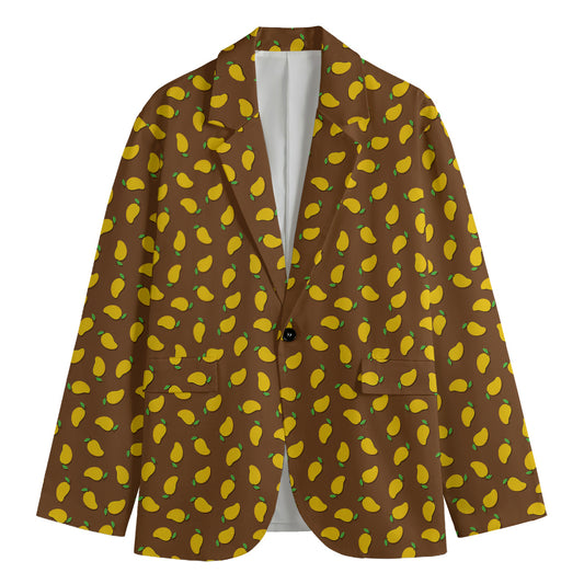Cute Mango Pattern Print Men's Cotton Blazer