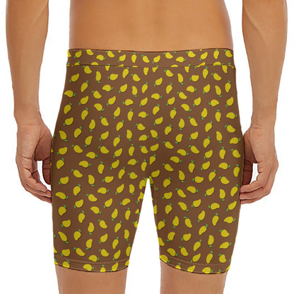 Cute Mango Pattern Print Men's Long Boxer Briefs
