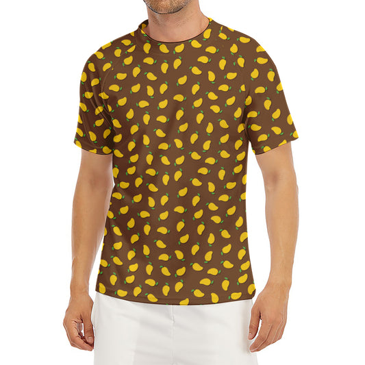 Cute Mango Pattern Print Men's Short Sleeve Rash Guard