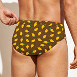 Cute Mango Pattern Print Men's Swim Briefs