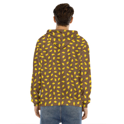 Cute Mango Pattern Print Men's Velvet Pullover Hoodie