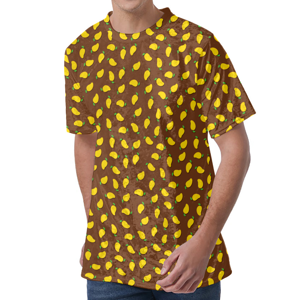 Cute Mango Pattern Print Men's Velvet T-Shirt