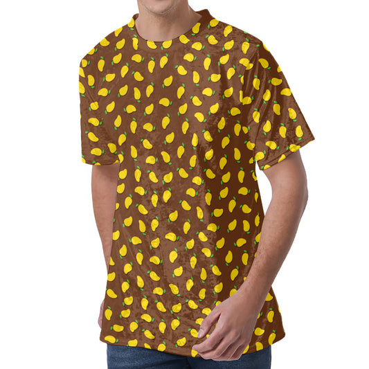 Cute Mango Pattern Print Men's Velvet T-Shirt