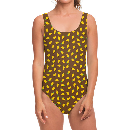Cute Mango Pattern Print One Piece Swimsuit