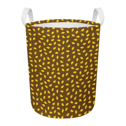 Cute Mango Pattern Print Round Laundry Basket