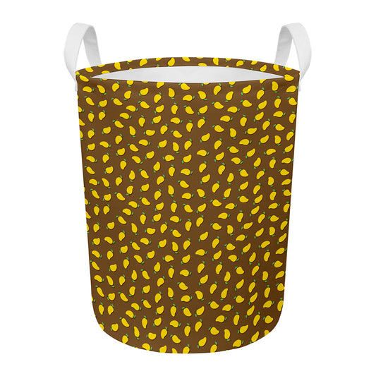 Cute Mango Pattern Print Round Laundry Basket