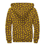 Cute Mango Pattern Print Sherpa Lined Zip Up Hoodie