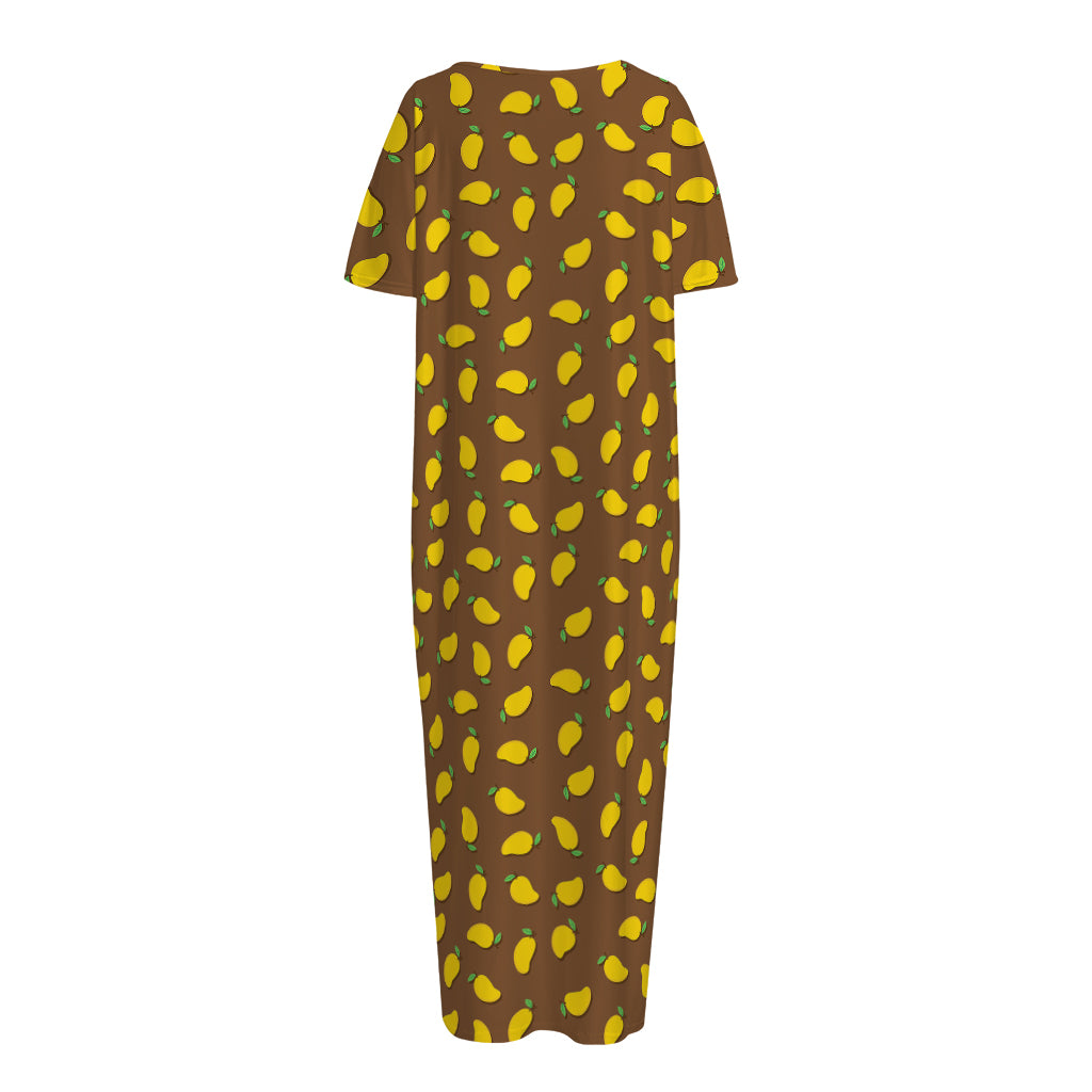 Cute Mango Pattern Print Short Sleeve Long Nightdress