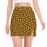 Cute Mango Pattern Print Side Slit Mini Skirt