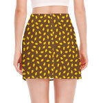 Cute Mango Pattern Print Side Slit Mini Skirt