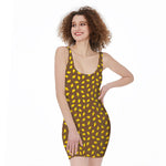 Cute Mango Pattern Print Sleeveless Bodycon Dress