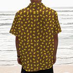 Cute Mango Pattern Print Textured Short Sleeve Shirt