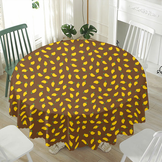 Cute Mango Pattern Print Waterproof Round Tablecloth