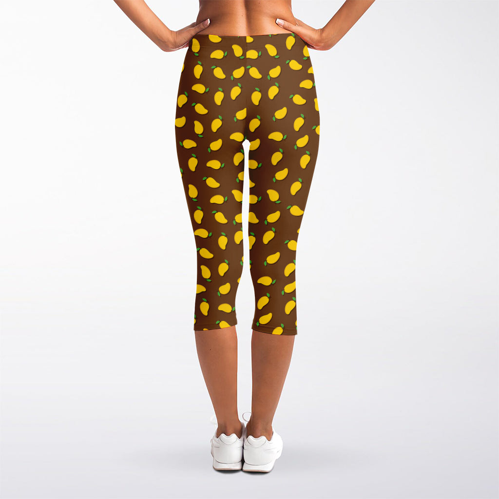 Cute Mango Pattern Print Women's Capri Leggings