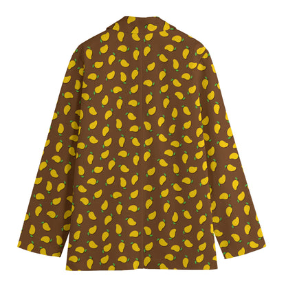 Cute Mango Pattern Print Women's Cotton Blazer