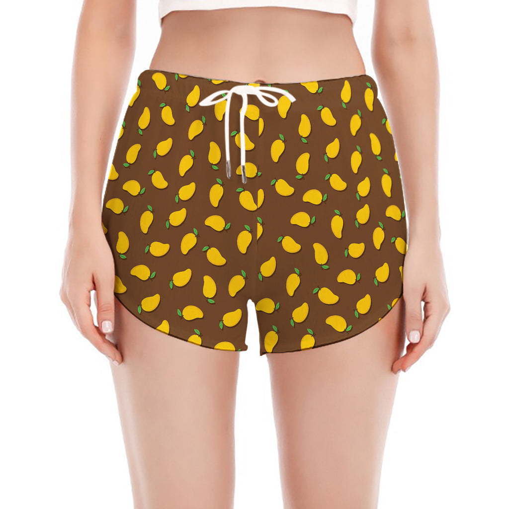 Cute Mango Pattern Print Women's Split Running Shorts