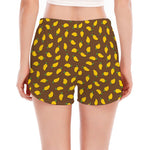 Cute Mango Pattern Print Women's Split Running Shorts