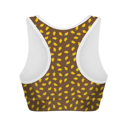 Cute Mango Pattern Print Women's Sports Bra