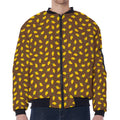 Cute Mango Pattern Print Zip Sleeve Bomber Jacket