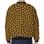 Cute Mango Pattern Print Zip Sleeve Bomber Jacket