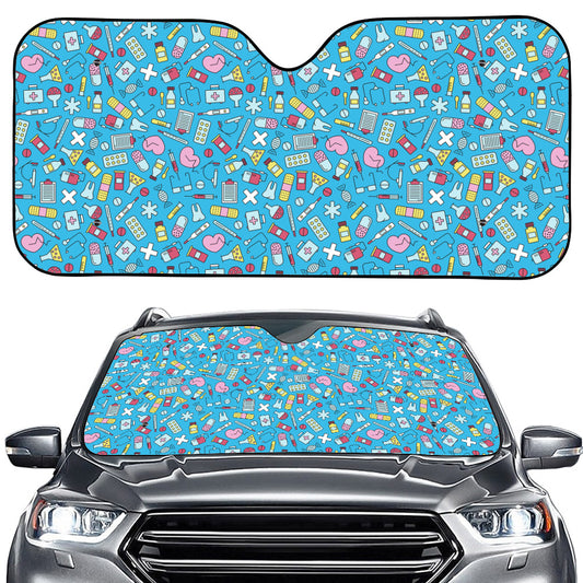 Cute Medical Pattern Print Car Windshield Sun Shade