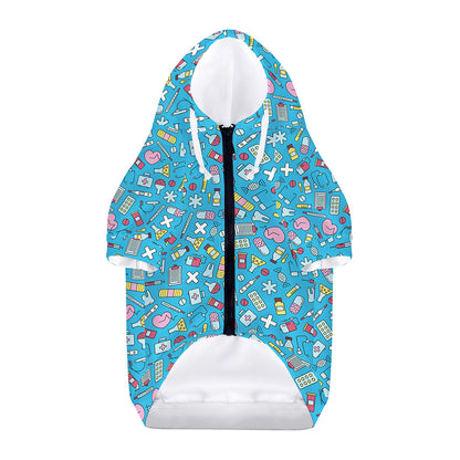 Cute Medical Pattern Print Dog Zip Up Hoodie