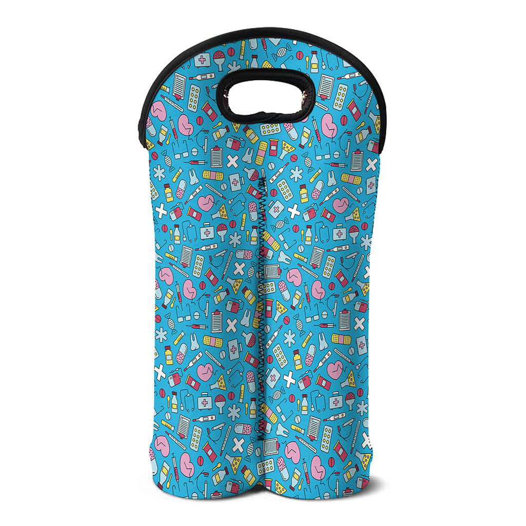 Cute Medical Pattern Print Double Neoprene Wine Tote