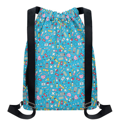 Cute Medical Pattern Print Drawstring Backpack