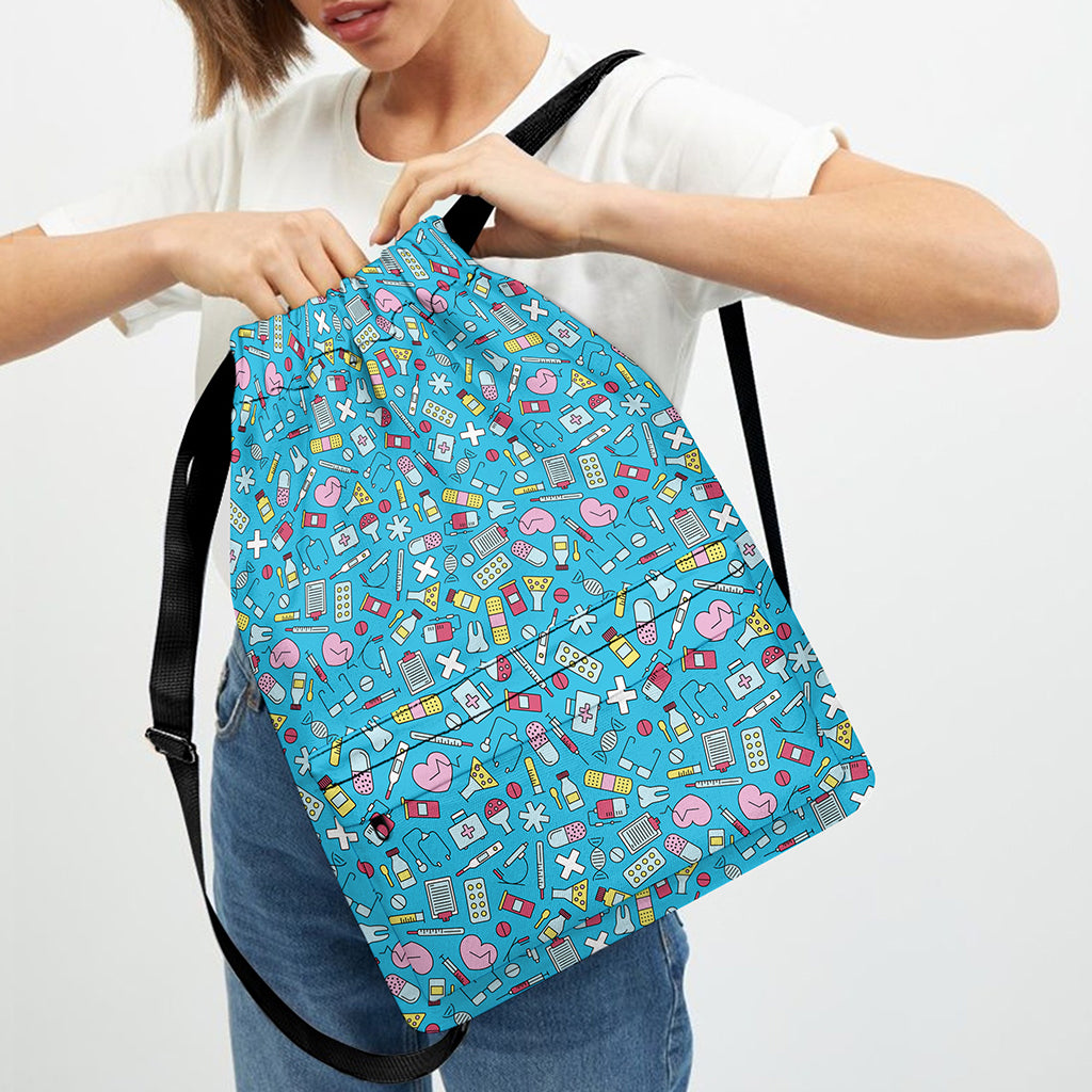 Cute Medical Pattern Print Drawstring Backpack
