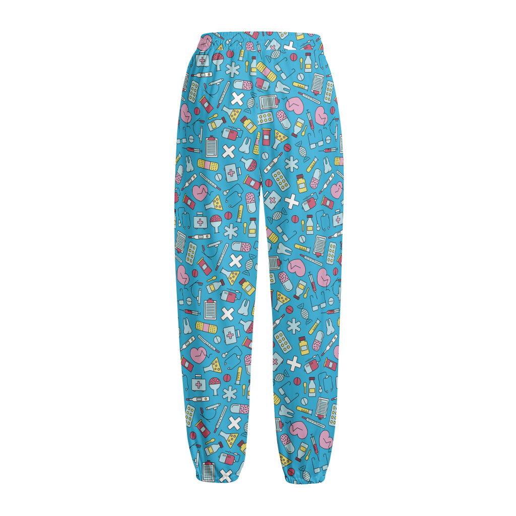 Cute Medical Pattern Print Fleece Lined Knit Pants