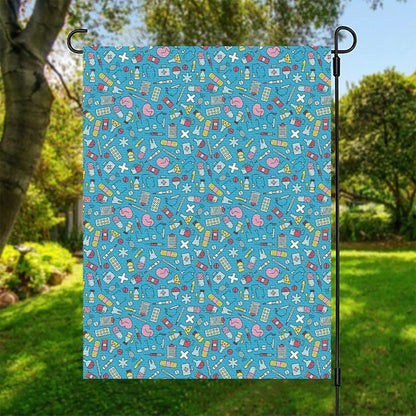 Cute Medical Pattern Print Garden Flag