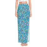 Cute Medical Pattern Print High Slit Maxi Skirt