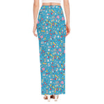 Cute Medical Pattern Print High Slit Maxi Skirt