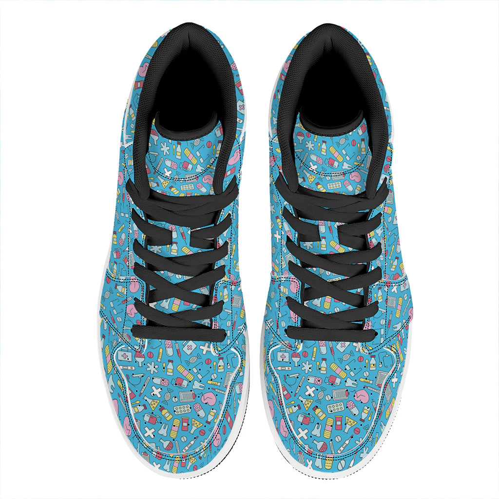 Cute Medical Pattern Print High Top Leather Sneakers