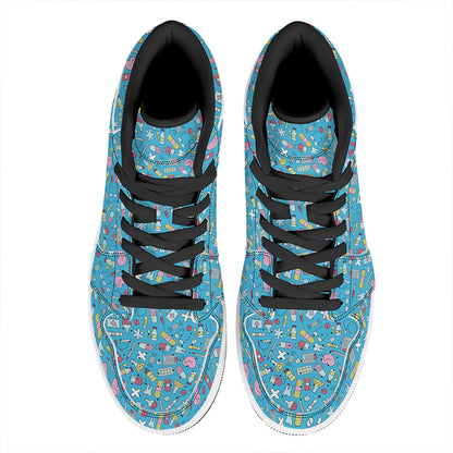 Cute Medical Pattern Print High Top Leather Sneakers